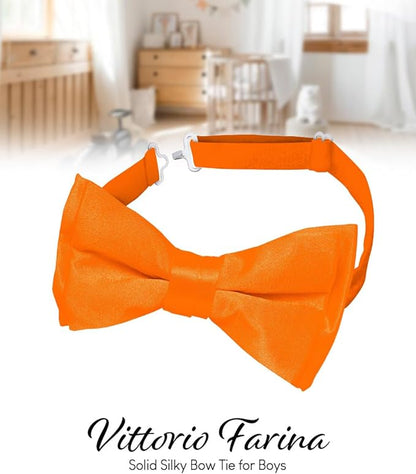 Boy's Solid Bow Tie by Vittorio Farina (boys - orange) for Independent Retail Stores by Dubal Brothers