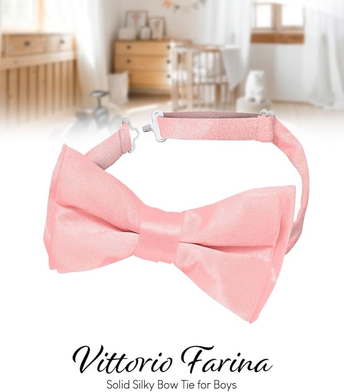 Boy's Solid Bow Tie by Vittorio Farina (boys - pink) for Independent Retail Stores by Dubal Brothers