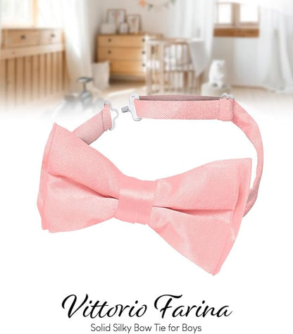 Boy's Solid Bow Tie by Vittorio Farina (boys - pink) for Independent Retail Stores by Dubal Brothers