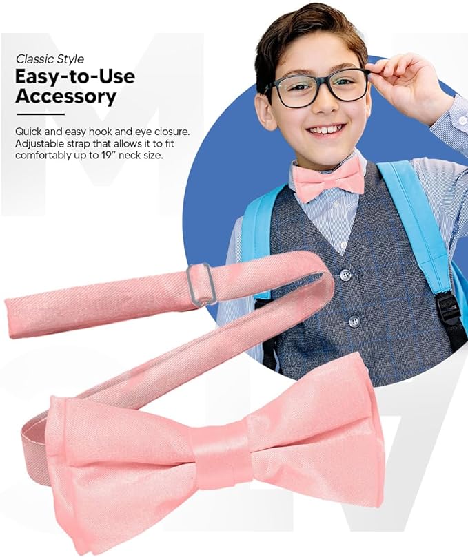 Boy's Solid Bow Tie by Vittorio Farina (boys - pink) for Independent Retail Stores by Dubal Brothers