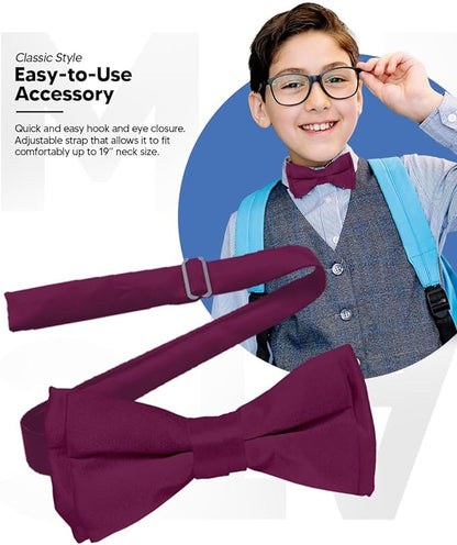 Boy's Solid Bow Tie by Vittorio Farina (boys - plum) for Independent Retail Stores by Dubal Brothers