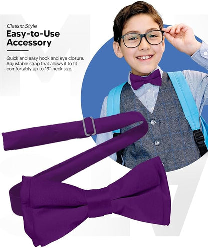 Boy's Solid Bow Tie by Vittorio Farina (boys - purple) for Independent Retail Stores by Dubal Brothers