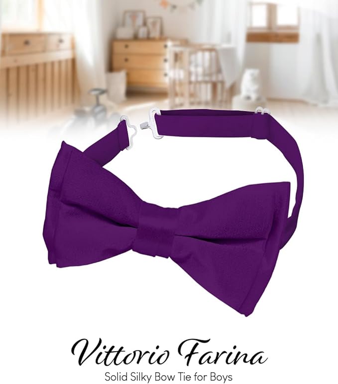 Boy's Solid Bow Tie by Vittorio Farina (boys - purple) for Independent Retail Stores by Dubal Brothers