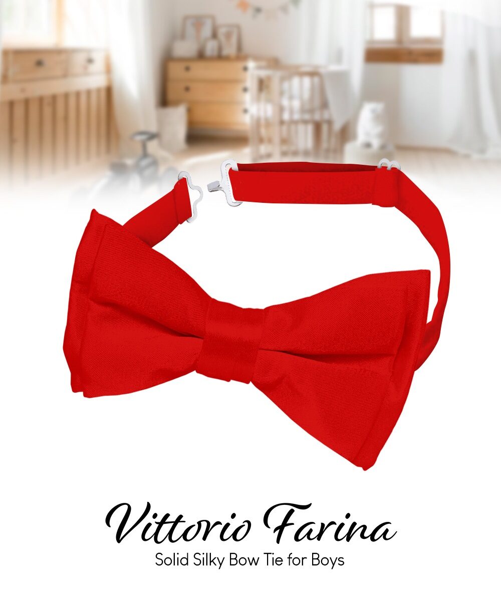 Boy's Solid Bow Tie by Vittorio Farina (boys - red) for Independent Retail Stores by Dubal Brothers