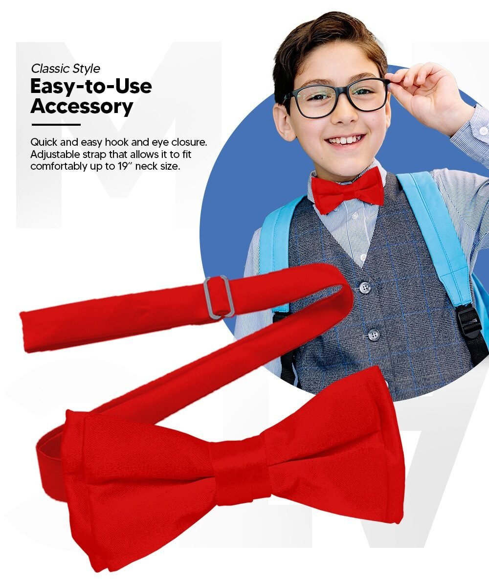Boy's Solid Bow Tie by Vittorio Farina (boys - red) for Independent Retail Stores by Dubal Brothers