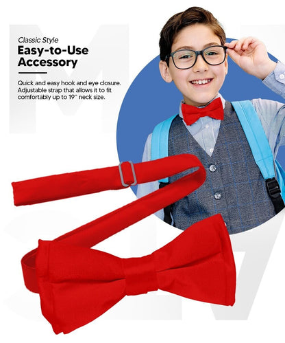 Boy's Solid Bow Tie by Vittorio Farina (boys - red) for Independent Retail Stores by Dubal Brothers