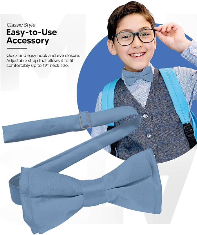 Boy's Solid Bow Tie by Vittorio Farina (boys - sky) for Independent Retail Stores by Dubal Brothers