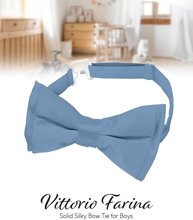 Boy's Solid Bow Tie by Vittorio Farina (boys - sky) for Independent Retail Stores by Dubal Brothers