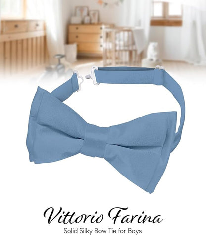 Boy's Solid Bow Tie by Vittorio Farina (boys - sky) for Independent Retail Stores by Dubal Brothers