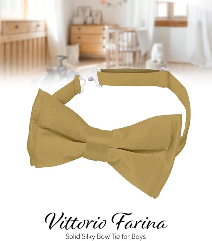 Boy's Solid Bow Tie by Vittorio Farina (boys - tan) for Independent Retail Stores by Dubal Brothers