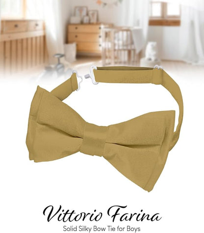 Boy's Solid Bow Tie by Vittorio Farina (boys - tan) for Independent Retail Stores by Dubal Brothers