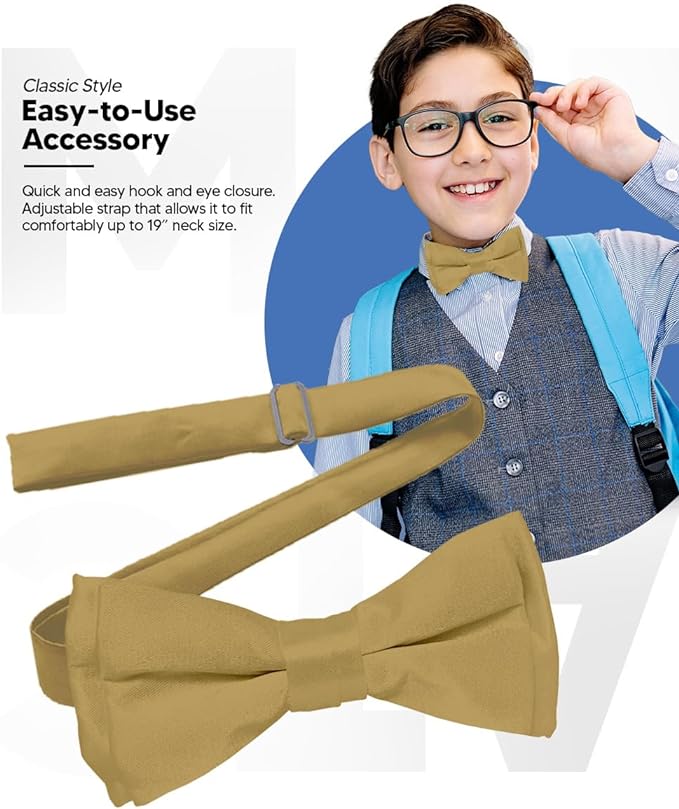 Boy's Solid Bow Tie by Vittorio Farina (boys - tan) for Independent Retail Stores by Dubal Brothers