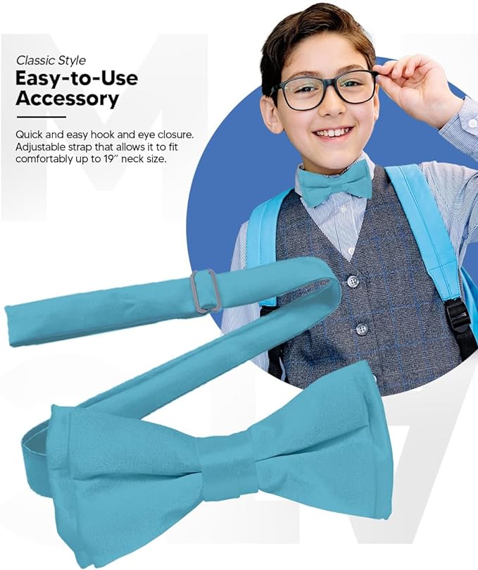 Boy's Solid Bow Tie by Vittorio Farina (boys - turquoise) for Independent Retail Stores by Dubal Brothers