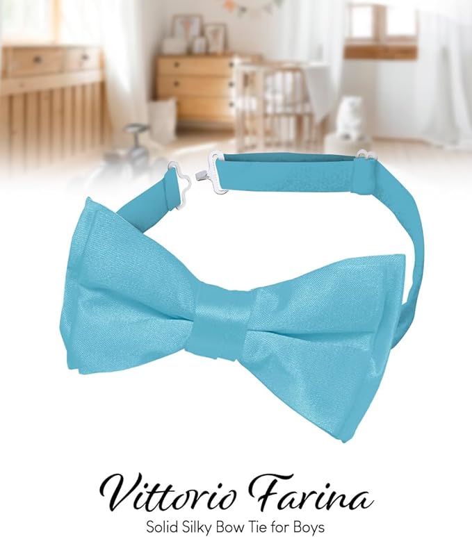 Boy's Solid Bow Tie by Vittorio Farina (boys - turquoise) for Independent Retail Stores by Dubal Brothers