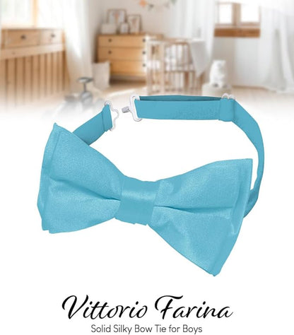 Boy's Solid Bow Tie by Vittorio Farina (boys - turquoise) for Independent Retail Stores by Dubal Brothers
