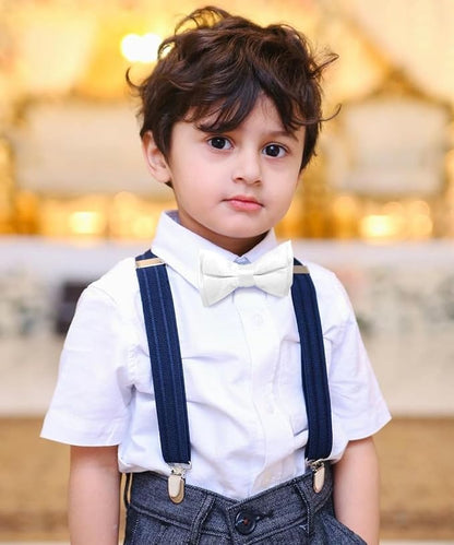 Boy's Solid Bow Tie by Vittorio Farina (boys - white) for Independent Retail Stores by Dubal Brothers