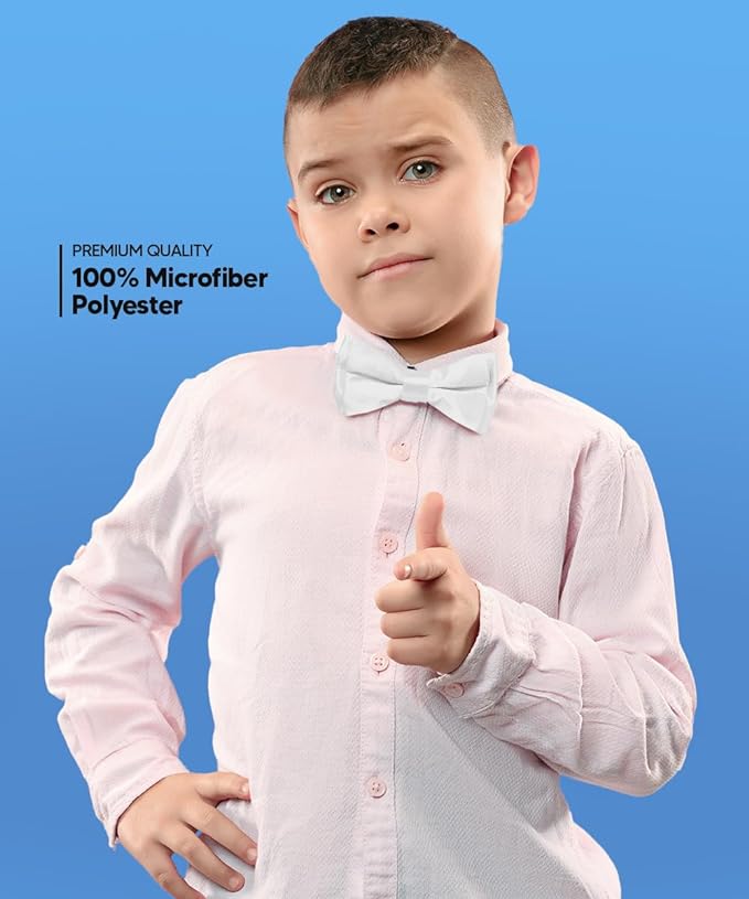 Boy's Solid Bow Tie by Vittorio Farina (boys - white) for Independent Retail Stores by Dubal Brothers