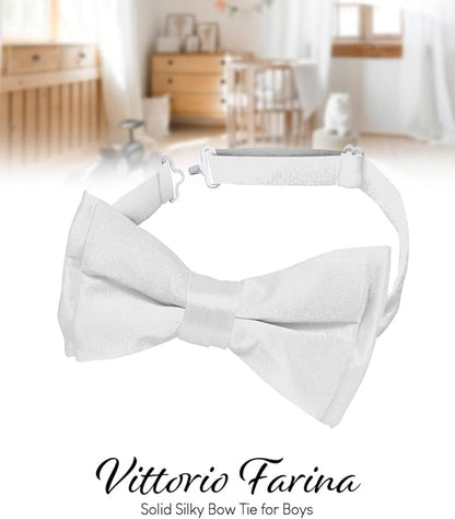 Boy's Solid Bow Tie by Vittorio Farina (boys - white) for Independent Retail Stores by Dubal Brothers