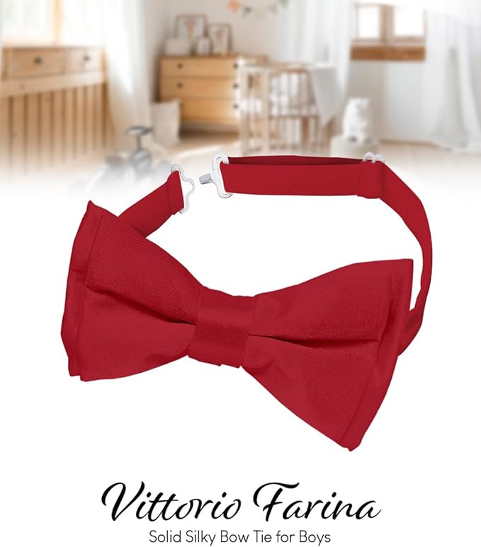 Boy's Solid Bow Tie by Vittorio Farina (boys - wine) for Independent Retail Stores by Dubal Brothers