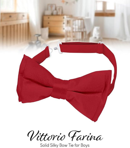 Boy's Solid Bow Tie by Vittorio Farina (boys - wine) for Independent Retail Stores by Dubal Brothers