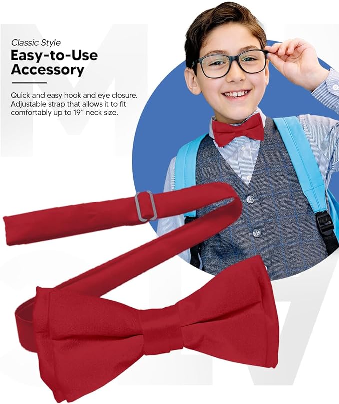 Boy's Solid Bow Tie by Vittorio Farina (boys - wine) for Independent Retail Stores by Dubal Brothers