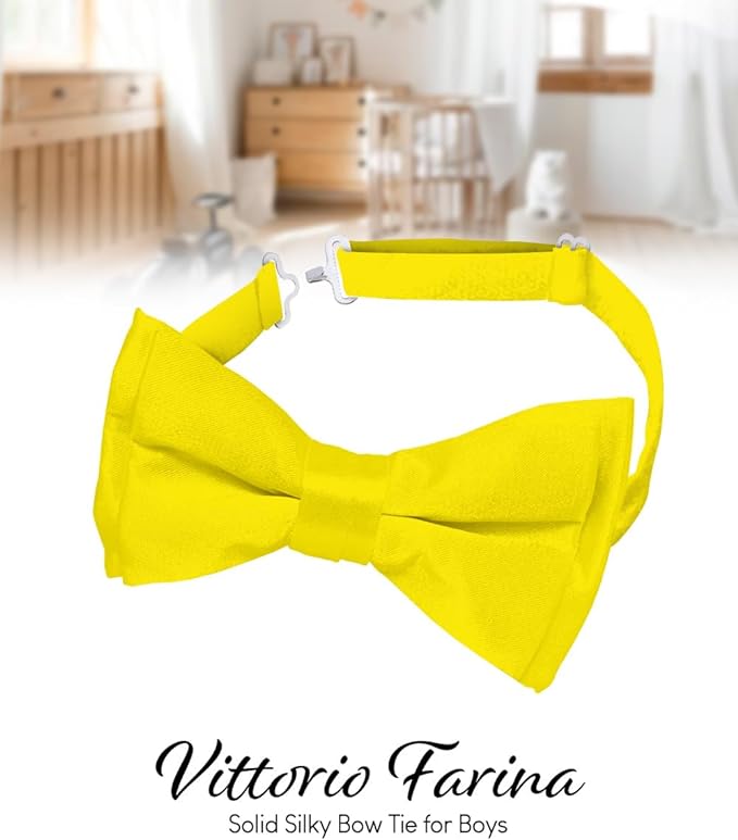 Boy's Solid Bow Tie by Vittorio Farina (boys - yellow) for Independent Retail Stores by Dubal Brothers