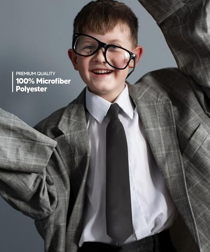 Boy's Solid Clip Necktie by Vittorio Farina (boys clip black 16in) for Independent Retail Stores by Dubal Brothers