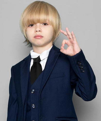 Boy's Solid Clip Necktie by Vittorio Farina (boys clip black 16in) for Independent Retail Stores by Dubal Brothers