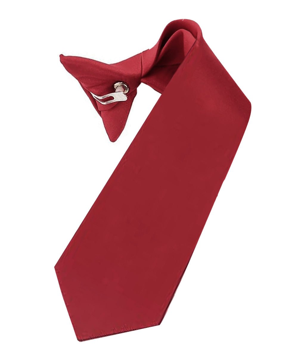 Boy's Solid Clip Necktie by Vittorio Farina (boys clip burgundy 16in) for Independent Retail Stores by Dubal Brothers