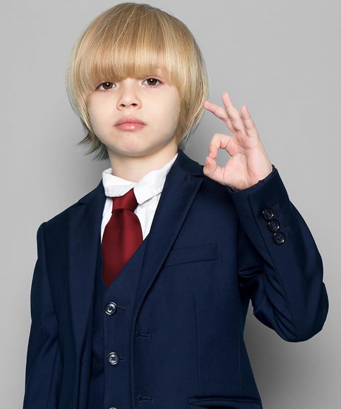 Boy's Solid Clip Necktie by Vittorio Farina (boys clip burgundy 16in) for Independent Retail Stores by Dubal Brothers