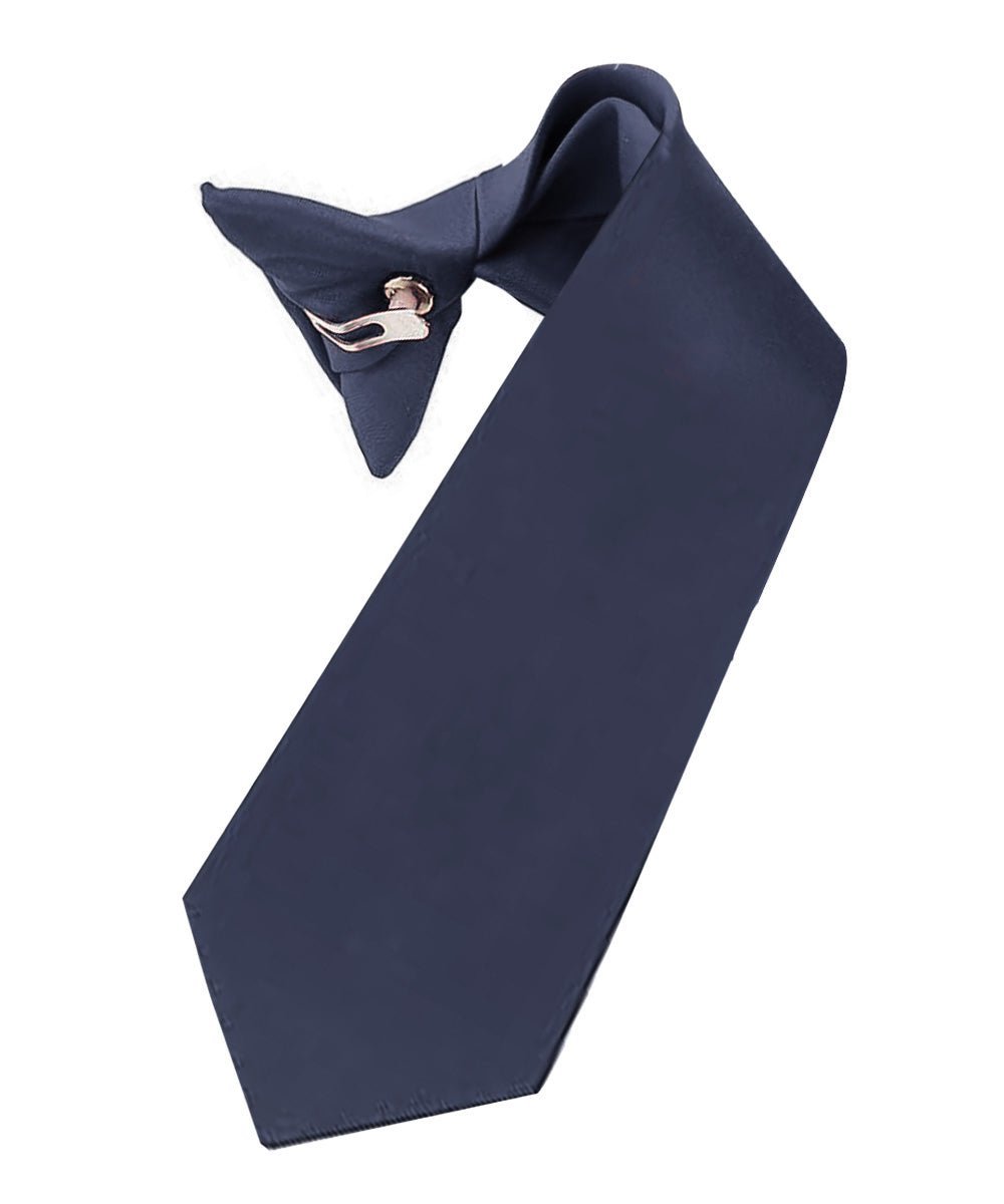 Boy's Solid Clip Necktie by Vittorio Farina (boys clip navy 16in) for Independent Retail Stores by Dubal Brothers