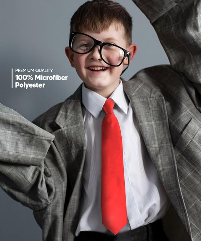 Boy's Solid Clip Necktie by Vittorio Farina (boys clip red 16in) for Independent Retail Stores by Dubal Brothers