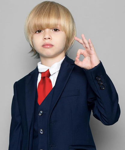 Boy's Solid Clip Necktie by Vittorio Farina (boys clip red 16in) for Independent Retail Stores by Dubal Brothers