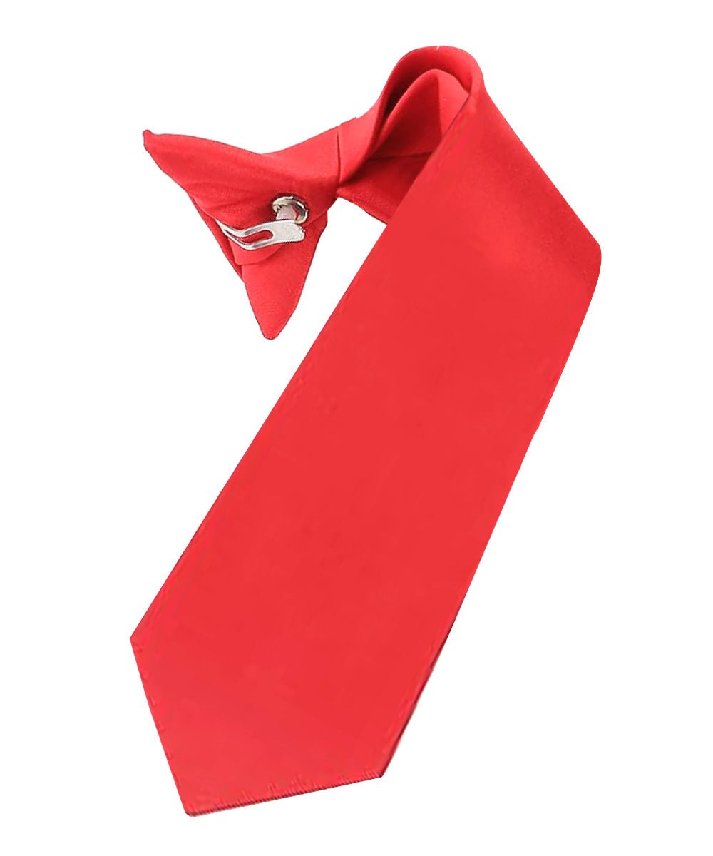 Boy's Solid Clip Necktie by Vittorio Farina (boys clip red 16in) for Independent Retail Stores by Dubal Brothers