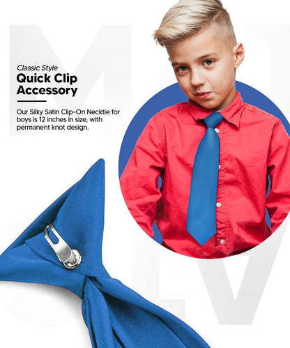Boy's Solid Clip Necktie by Vittorio Farina (boys clip royal 16in) for Independent Retail Stores by Dubal Brothers