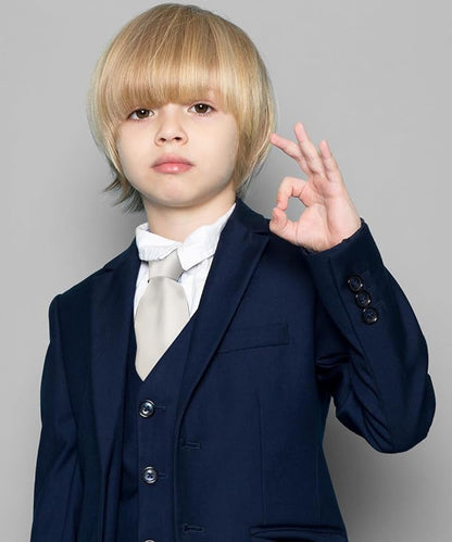 Boy's Solid Clip Necktie by Vittorio Farina (boys clip white 16in) for Independent Retail Stores by Dubal Brothers