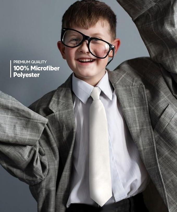 Boy's Solid Clip Necktie by Vittorio Farina (boys clip white 16in) for Independent Retail Stores by Dubal Brothers