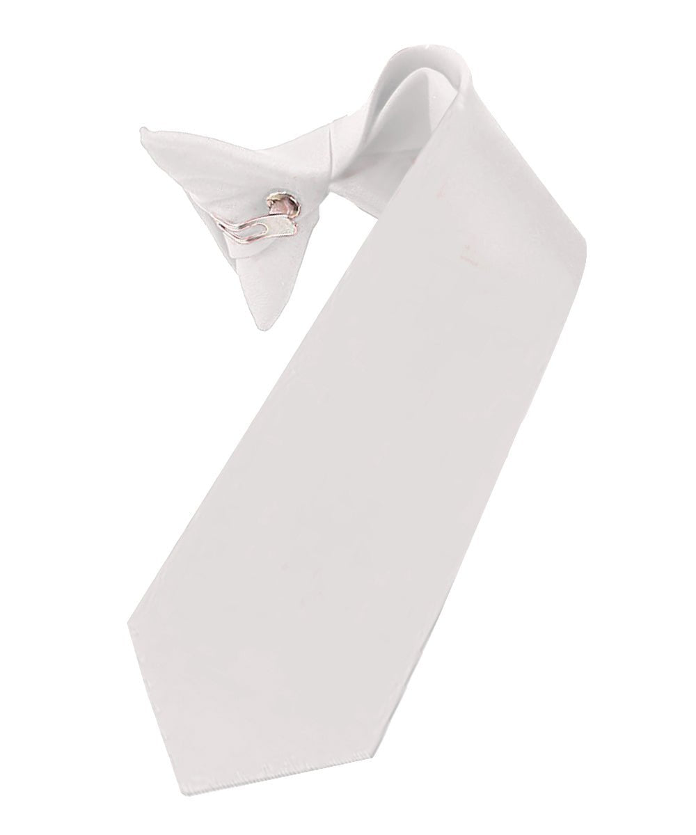 Boy's Solid Clip Necktie by Vittorio Farina (boys clip white 16in) for Independent Retail Stores by Dubal Brothers