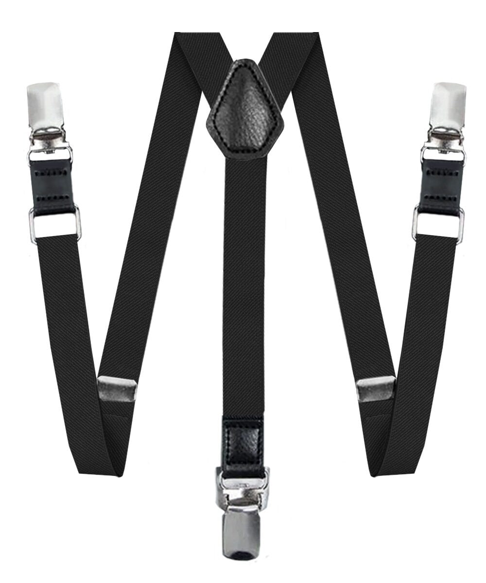 Boy's Solid Silver Clip End Suspender by Vittorio Farina (boys - suspender - black) for Independent Retail Stores by Dubal Brothers