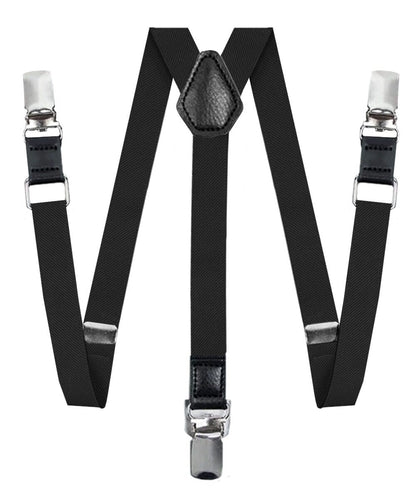 Boy's Solid Silver Clip End Suspender by Vittorio Farina (boys - suspender - black) for Independent Retail Stores by Dubal Brothers