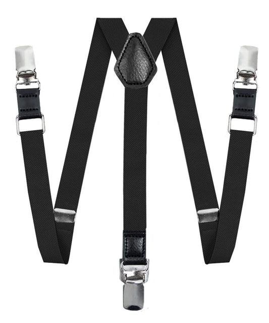 Boy's Solid Silver Clip End Suspender by Vittorio Farina (boys - suspender - black) for Independent Retail Stores by Dubal Brothers