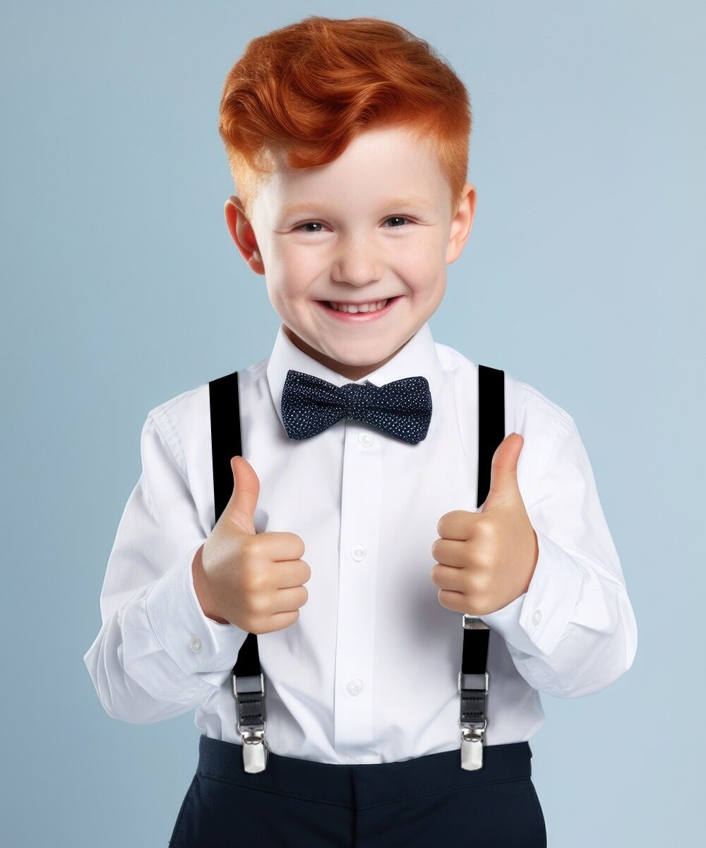 Boy's Solid Silver Clip End Suspender by Vittorio Farina (boys - suspender - black) for Independent Retail Stores by Dubal Brothers