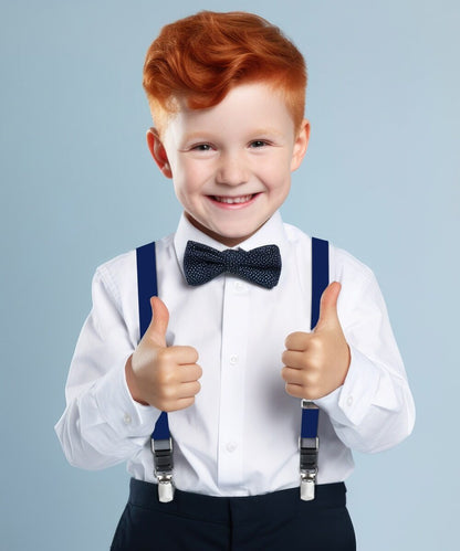 Boy's Solid Silver Clip End Suspender by Vittorio Farina (boys - suspender - navy) for Independent Retail Stores by Dubal Brothers