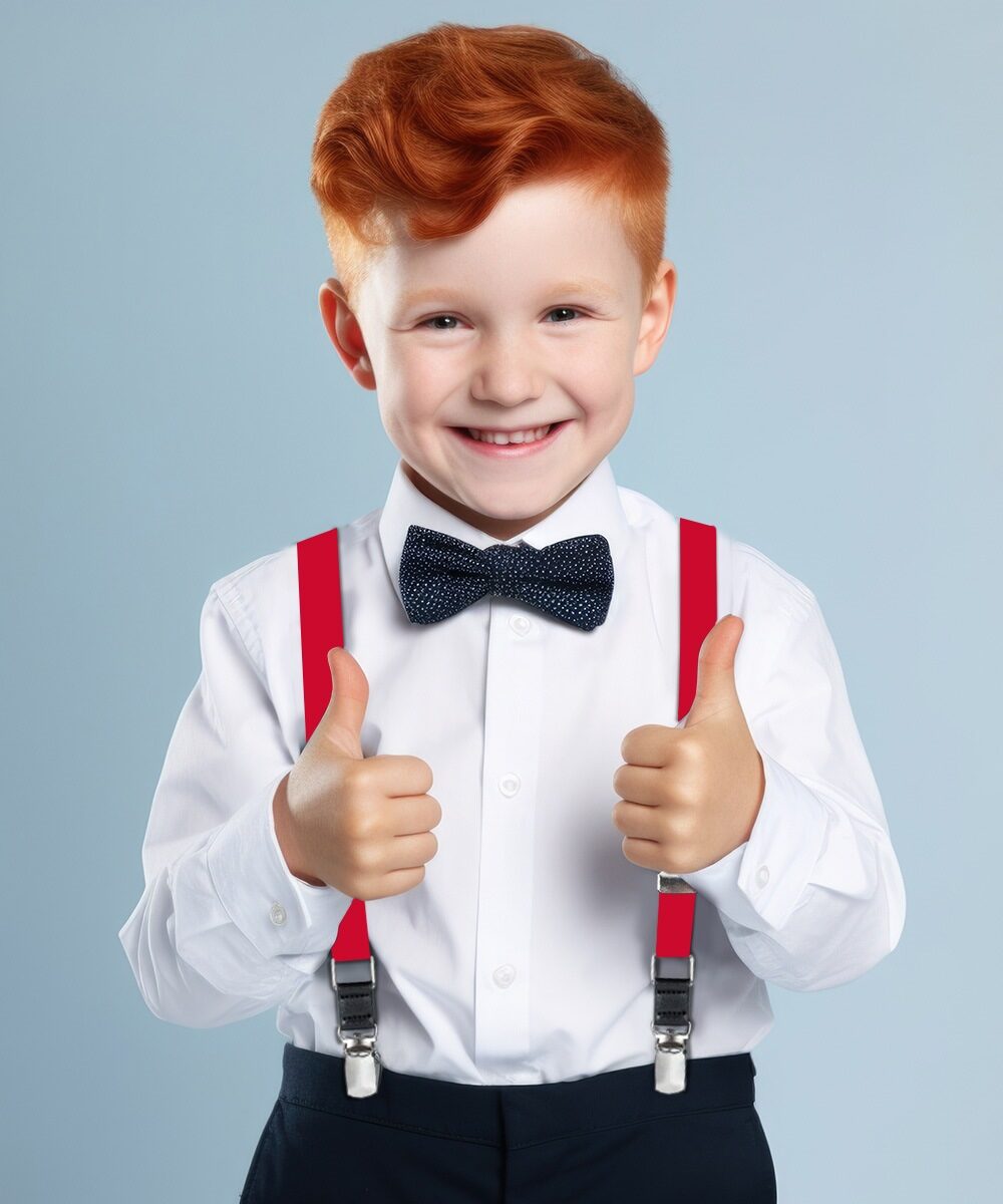 Boy's Solid Silver Clip End Suspender by Vittorio Farina (boys - suspender - red) for Independent Retail Stores by Dubal Brothers