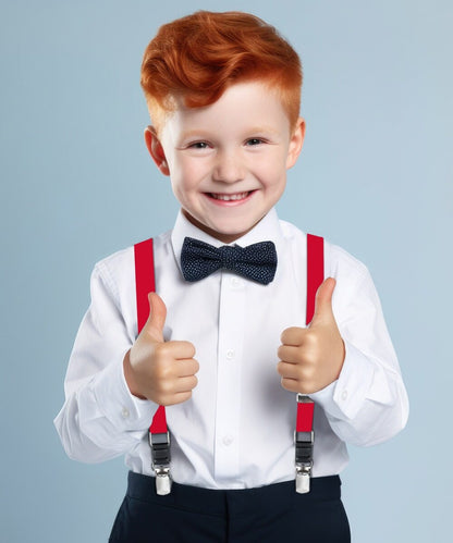 Boy's Solid Silver Clip End Suspender by Vittorio Farina (boys - suspender - red) for Independent Retail Stores by Dubal Brothers