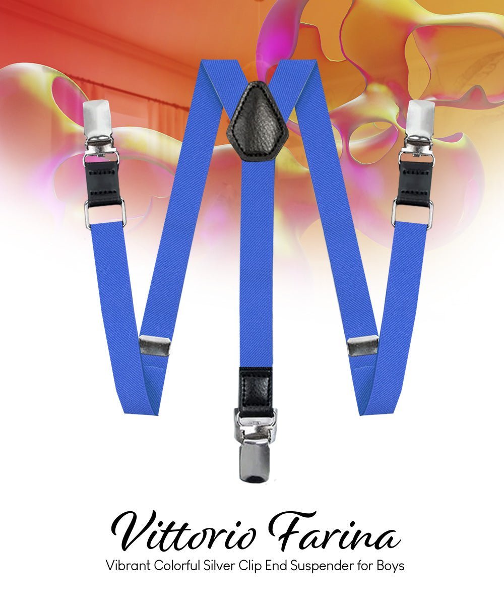 Boy's Solid Silver Clip End Suspender by Vittorio Farina (boys - suspender - royal) for Independent Retail Stores by Dubal Brothers