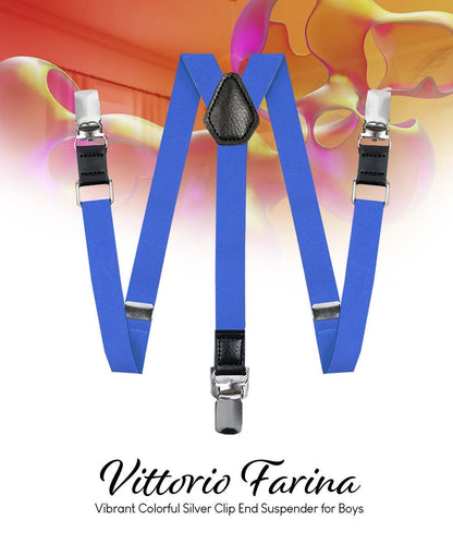Boy's Solid Silver Clip End Suspender by Vittorio Farina (boys - suspender - royal) for Independent Retail Stores by Dubal Brothers