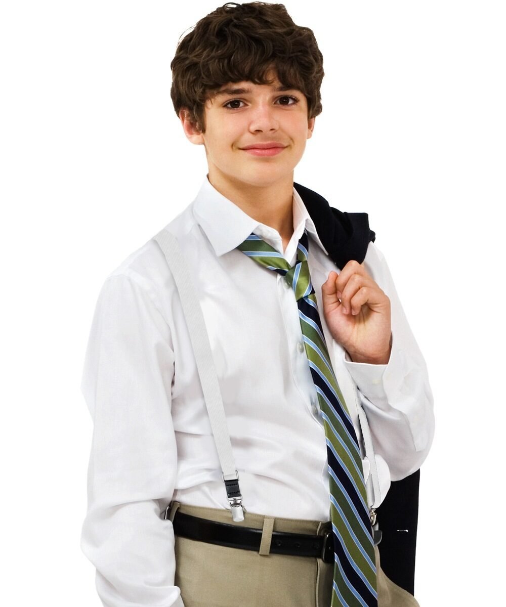 Boy's Solid Silver Clip End Suspender by Vittorio Farina (boys - suspender - white) for Independent Retail Stores by Dubal Brothers