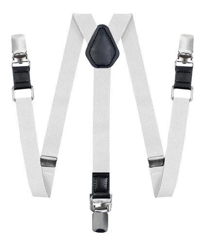 Boy's Solid Silver Clip End Suspender by Vittorio Farina (boys - suspender - white) for Independent Retail Stores by Dubal Brothers