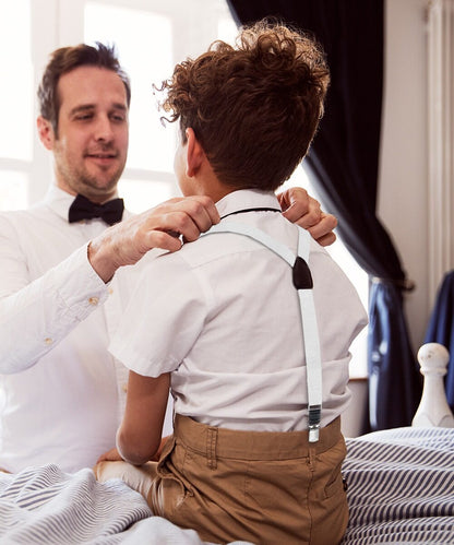 Boy's Solid Silver Clip End Suspender by Vittorio Farina (boys - suspender - white) for Independent Retail Stores by Dubal Brothers